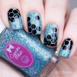 Whats Up Nails - Honeycomb Nail Vinyl Stencils for Nail Art Design (1 Sheet, 12 Stencils)