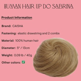 CAISHA 100% HUMAN HAIR Bun Updos Hair Piece Hepburn Scrunchie Honey Blonde H311m