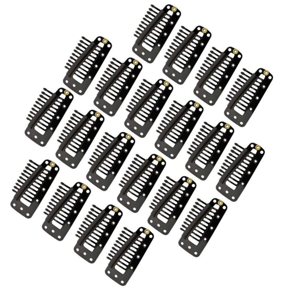 Jmkcoz 20pcs Snap-Comb Wig Clips with Rubber for Hair Extension Hairpiece DIY Clip in Hair Extensions 10-Teeth Wigs Weft Black Color Jmkcoz 20pcs Snap-Comb Wig Clips with Rubber for Hair Extension Hairpiece DIY Clip in Hair Extensions 10-Teeth Wigs Weft Black Color