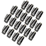 Jmkcoz 20pcs Snap-Comb Wig Clips with Rubber for Hair Extension Hairpiece DIY Clip in Hair Extensions 10-Teeth Wigs Weft Black Color