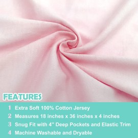 TL Care 100% Cotton Knit Fitted 18 x 36 Cradle/Bassinet Sheet - Compatible with Mika Micky Bassinet, Pink, Soft Breathable, for Girls