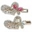 Hair Clips Exquisite Jeweled Heart & Butterfly - Pink & Clear Rhinestone Crystals Gold Metal Clasp - Set of 2 - Elegant Hair Accessories for Special Occasions - 2 W X 1 H