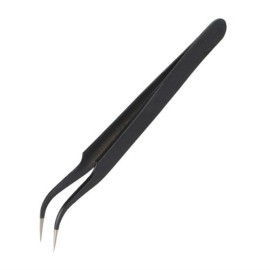 AKOAK 4 Pcs ESD Tweezers Set Anti-Static Tweezers Stainless Steel Tweezers for Eyelash Extension,Electronics, Jewelry-making - Straight and Curved Tip Tweezers - Black