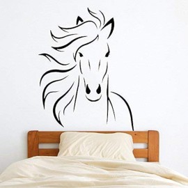 BooDecal Mustang Horse Silhouette Wall Decals Murals Stickers Decorations for Bedroom Kids Room Playroom 22 inches x 27.5 inches