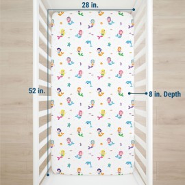Wildkin Kids 100% Microfiber Crib Sheet - Soft, Breathable Fitted Sheet - Mermaids