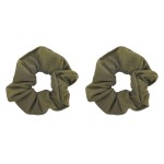 Set of 2 Solid Scrunchies (Olive Green)