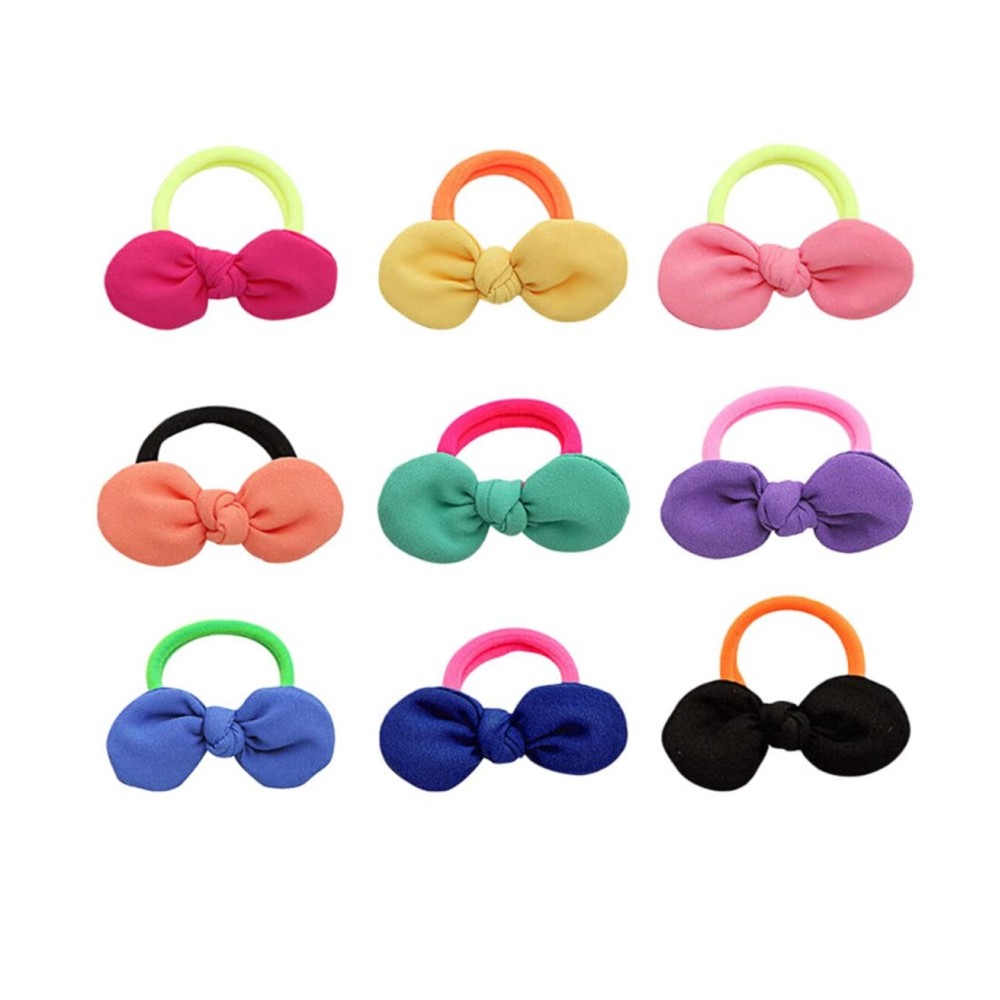 LOVEF 9 Pcs Girl\'s Bowknot Hair Rope Ponytail Kids Holder Elastic Hair Ties