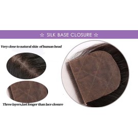 Greatremy 10A 4x4 Silk Base Lace Closure Straight Virgin Hair With Baby Hair Free Part Natural Color 14inch