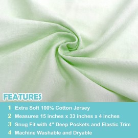 TL Care 100% Natural Breathable Cotton Jersey Knit Fitted Bassinet Sheet, Celery, 15 x 33, Soft Breathable, for Boys and Girls