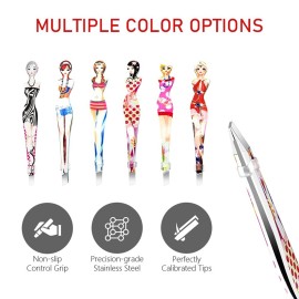 Eyebrow Tweezers Pinkiou Professional Slant tip Brow Clip Hair Removal Makeup Tool with Printed Beauty Cover Cosmetic 6 style pack of 6 pcs (Bikini) Eyebrow Tweezers Pinkiou Professional Slant tip Brow Clip Hair Removal Makeup Tool with Printed Beauty Cover Cosmetic 6 style pack of 6 pcs (Bikini)