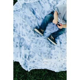 Little Unicorn Cotton Muslin Swaddle Blankets (set Of 3) - Dino Friends, Blue, Green, Navy