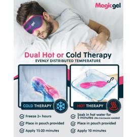 Magic Gel Eye Mask Cold Pack | 2 Pack Cooling Eye Mask for Sleeping | Reuable Cold Eye Mask & Hot Eye Compress with Adjustable Strap | Eye ice Pack for Migraine, Styes, Blepharitis, MGD & Tired Eyes