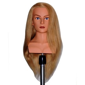 Ladella Beauty 24 Cosmetology (Heavy Density) with shoulder Human Hair Mannequin Manikin Training Head - Layla (LAYLA)