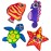 Sunflex Splash Puppies - Floating Neoprene Water Toy Set of Four That Includes 1 Starfish, 1 Turtle, 1 Fish, and 1 Seahorse - Waterproof and UV Resistant Pool Toy