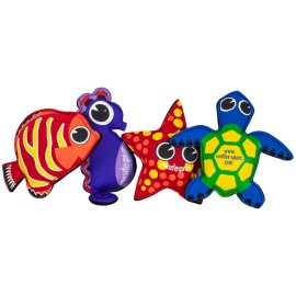Sunflex Splash Puppies - Floating Neoprene Water Toy Set of Four That Includes 1 Starfish, 1 Turtle, 1 Fish, and 1 Seahorse - Waterproof and UV Resistant Pool Toy