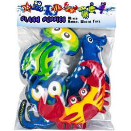 Sunflex Splash Puppies - Floating Neoprene Water Toy Set of Four That Includes 1 Seal, 1 Crab, 1 Octopus, and 1 Jellyfish - Waterproof and UV Resistant Pool Toy