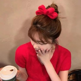 LOVEF Boutique Baby Girls Women Bow Hair Tie Decor Elastic Hair Rubber Band Rope Ponytail Holder (Pack of 5)