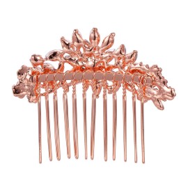EVER FAITH Women\'s Austrian Crystal Wedding Flower Leaf Hair Side Comb Clear Rose Gold-Tone EVER FAITH Women\'s Austrian Crystal Wedding Flower Leaf Hair Side Comb Clear Rose Gold-Tone
