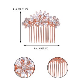 EVER FAITH Women\'s Austrian Crystal Wedding Flower Leaf Hair Side Comb Clear Rose Gold-Tone EVER FAITH Women\'s Austrian Crystal Wedding Flower Leaf Hair Side Comb Clear Rose Gold-Tone