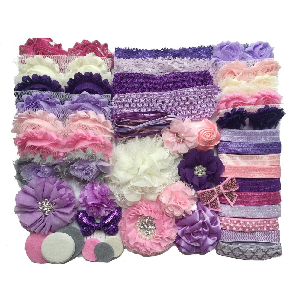Bowtique Emilee Baby Shower Headband Kit DIY Headband Kit makes over 30 Headbands - Purples and Pinks