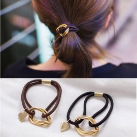LOVEF 5Pcs Fashion Gold Plating Metal Cuff Band Ponytail Tie Hair Rope Hair Ring