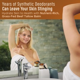 Vintage Tradition Beef Tallow Natural Deodorant for Women - 2 Fl. Oz. Travel Size Deodorant with Olive Oil, Marjoram, Thyme, and Lavender Essential Oils - Aluminum- and Chemical-Free Underarm Balm Vintage Tradition Beef Tallow Natural Deodorant for Women - 2 Fl. Oz. Travel Size Deodorant with Olive Oil, Marjoram, Thyme, and Lavender Essential Oils - Aluminum- and Chemical-Free Underarm Balm