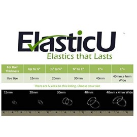 Hair Elastics - STRONG - REUSEABLE Clear Premium- 40mm Wide, Pack of 16 by ElasticU