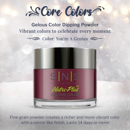 SNS Nail Dip Powder, Gelous Color Dipping Powder - You\'re A Genius (Wine, Maroon/Burgundy, Cream) - Long-Lasting Dip Nail Color Lasts 14 Days - Low-Odor & No UV Lamp Required - 1oz