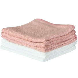 Copper Pearl 6 Ultra Soft Baby Bath Washcloths Premium Large Soft Darling (Pink/White) 11 x 11 Towels