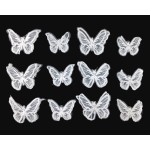 yueton 12pcs Handmade Embroidery Organza Butterfly Barrettes Bobby Pin Metal Alligator Clip Hair Clips Bride Head-wear Edge Clip Clamps (White)
