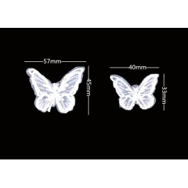 yueton 12pcs Handmade Embroidery Organza Butterfly Barrettes Bobby Pin Metal Alligator Clip Hair Clips Bride Head-wear Edge Clip Clamps (White)