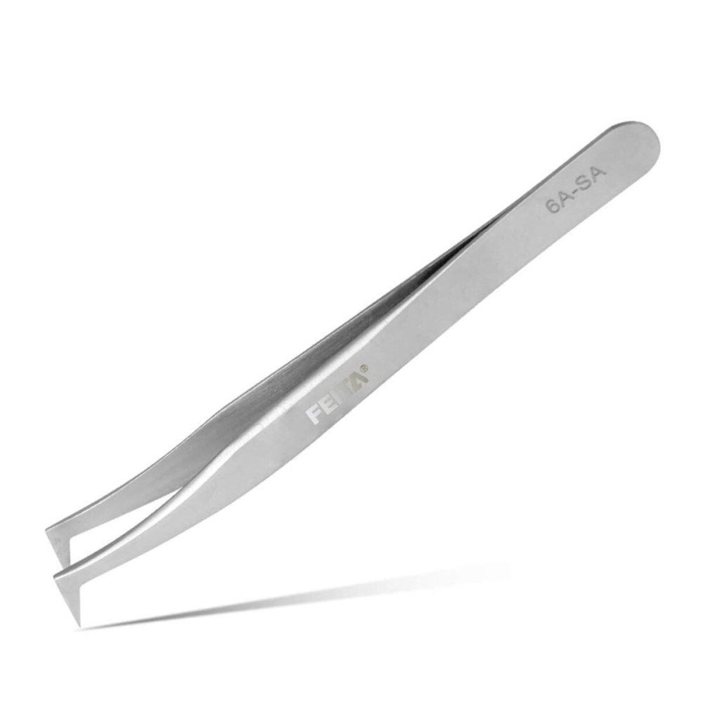 Volume Eyelash Extension Tweezer - FEITA Professional Angled Curved Pointed L-Shaped Precision Tweezers for 3D 4D 6D Lashes Extension - Silver Volume Eyelash Extension Tweezer - FEITA Professional Angled Curved Pointed L-Shaped Precision Tweezers for 3D 4D 6D Lashes Extension - Silver