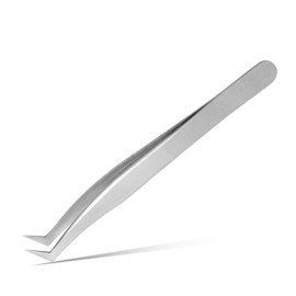 Volume Eyelash Extension Tweezer - FEITA Professional Angled Curved Pointed L-Shaped Precision Tweezers for 3D 4D 6D Lashes Extension - Silver Volume Eyelash Extension Tweezer - FEITA Professional Angled Curved Pointed L-Shaped Precision Tweezers for 3D 4D 6D Lashes Extension - Silver