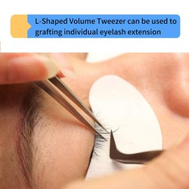 Volume Eyelash Extension Tweezer - FEITA Professional Angled Curved Pointed L-Shaped Precision Tweezers for 3D 4D 6D Lashes Extension - Silver Volume Eyelash Extension Tweezer - FEITA Professional Angled Curved Pointed L-Shaped Precision Tweezers for 3D 4D 6D Lashes Extension - Silver