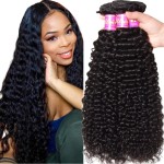 UNICE Human Hair Bundles Curly 18 20 22 inch 100% Unprocessed Malaysian Virgin Weave 3 Bundle Real Natural Black Human Hair Extensions 1B Natural Black Color for Women