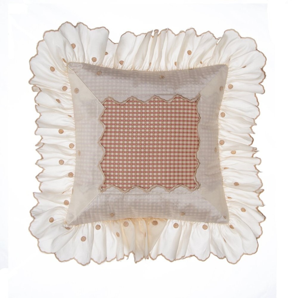 Glenna Jean Maddie Pillow, Mocha Dot with Ruffle