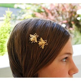 Missgrace 2PCS Exquisite Gold Bee Hairpin Side Clip Hair Accessories Bridal Hair Accessories