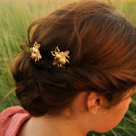 Missgrace 2PCS Exquisite Gold Bee Hairpin Side Clip Hair Accessories Bridal Hair Accessories