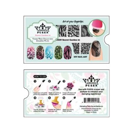 PUEEN Nail Art Stamping Plate - Secret Garden 01 - Theme Park Collection 125x65mm Unique Nailart Polish Stamping Manicure Image Plates Accessories Kit - BH000712
