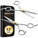ShearGuru Professional Barber Kit/Salon Haircut Scissors Cutting Set - 6.5-Straight Edge Razor Sharp Barber Scissors + Texturizing Thinning Shears Styling Hair for Women Men