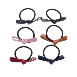 LOVEF 6 Pcs Simple Korean Elastic Double Knotted Bows Rubber Band Elastic Head Tie Hair Band Girls Hair Accessories for Women Headwear