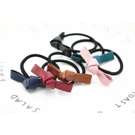 LOVEF 6 Pcs Simple Korean Elastic Double Knotted Bows Rubber Band Elastic Head Tie Hair Band Girls Hair Accessories for Women Headwear