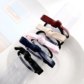 LOVEF 6 Pcs Simple Korean Elastic Double Knotted Bows Rubber Band Elastic Head Tie Hair Band Girls Hair Accessories for Women Headwear