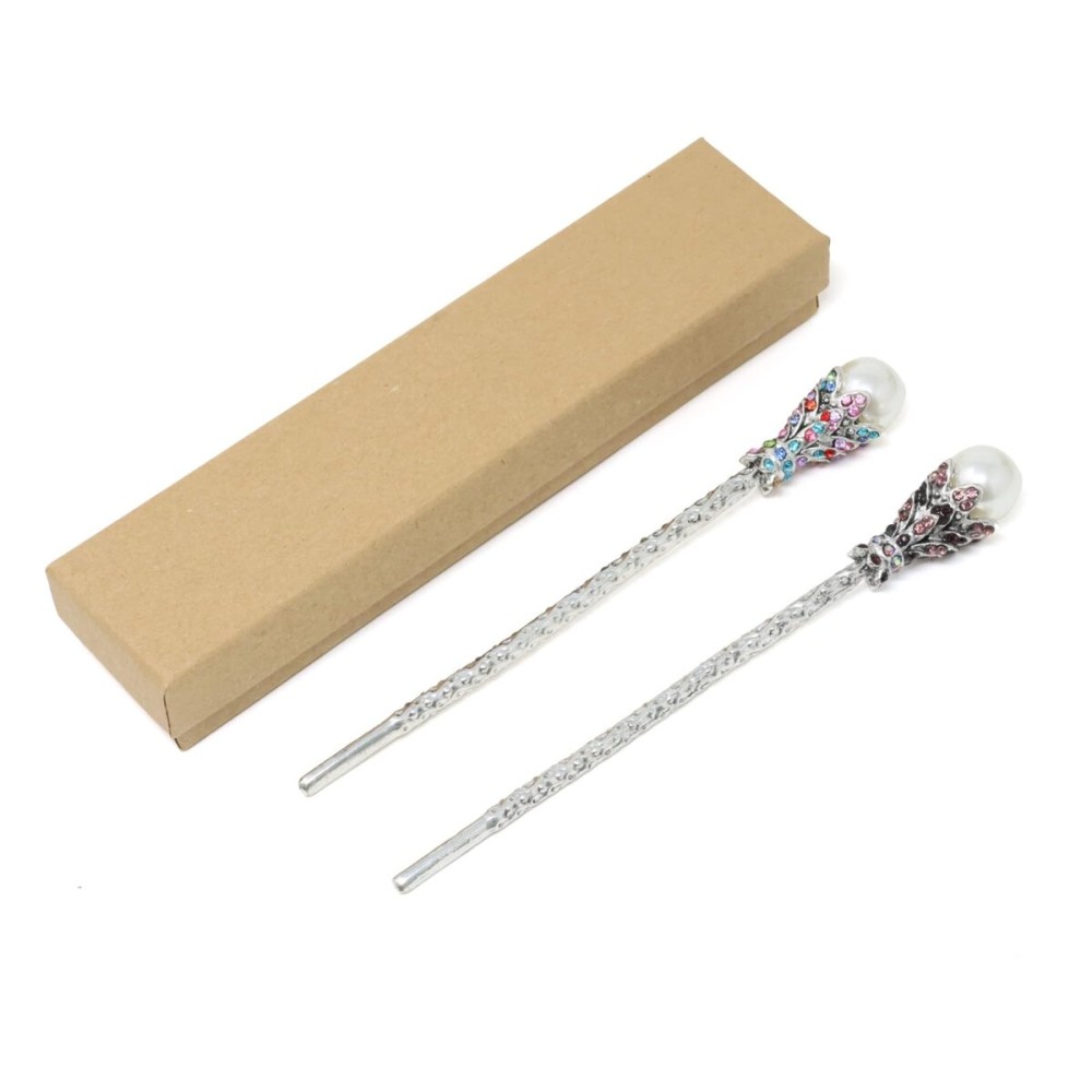 yueton Pack of 2 Vintage Rhinestone Pearl Hair Stick Vintage Hair Chopsticks Hairpin Chignon Pin (Pink+Colorful) yueton Pack of 2 Vintage Rhinestone Pearl Hair Stick Vintage Hair Chopsticks Hairpin Chignon Pin (Pink+Colorful)