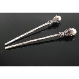 yueton Pack of 2 Vintage Rhinestone Pearl Hair Stick Vintage Hair Chopsticks Hairpin Chignon Pin (Pink+Colorful) yueton Pack of 2 Vintage Rhinestone Pearl Hair Stick Vintage Hair Chopsticks Hairpin Chignon Pin (Pink+Colorful)