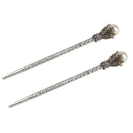 yueton Pack of 2 Vintage Rhinestone Pearl Hair Stick Vintage Hair Chopsticks Hairpin Chignon Pin (coffee)