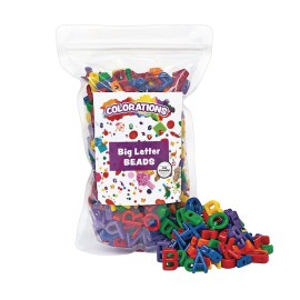 Colorations LETBD Big Letter Beads, Plastic, 300 Pieces, Language, Arts & Crafts, for Kids, Stringing, Teachers, Motor Skills, Multi Color