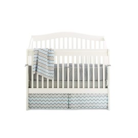 TL Care 100% Cotton Sweater Knit Blanket, Blue Zigzag, for Boys and Girls