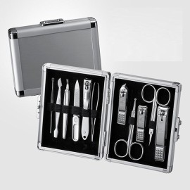 World No.1 THREE SEVEN 777 Manicure Pedicure All-in-One Grooming Kit - Nail Clippers (11 PC, TS-16000VC) Hard Case International Version (Silver)