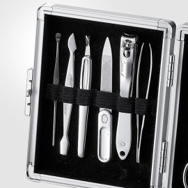 World No.1 THREE SEVEN 777 Manicure Pedicure All-in-One Grooming Kit - Nail Clippers (11 PC, TS-16000VC) Hard Case International Version (Silver)